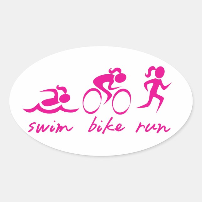 Swim Bike Run Tri Girl Oval Sticker (Front)