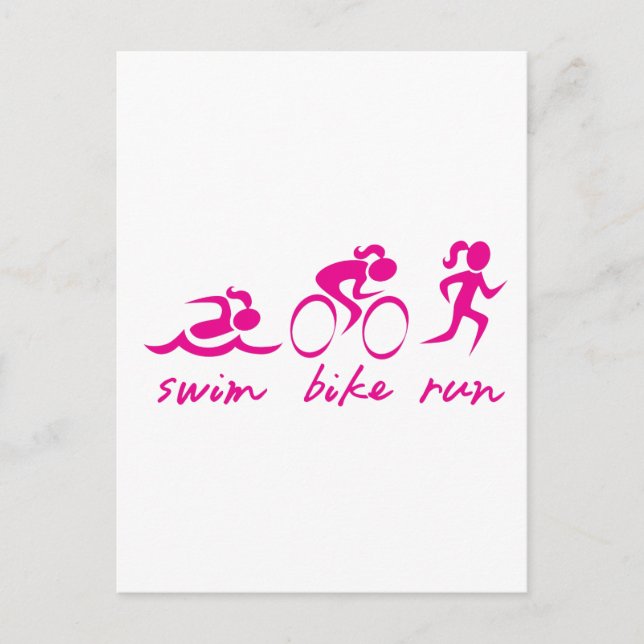 Swim Bike Run Tri Girl Postcard (Front)