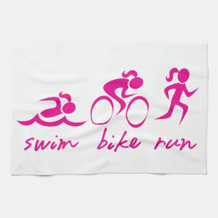 Swim Bike Run Tri Girl Tea Towel