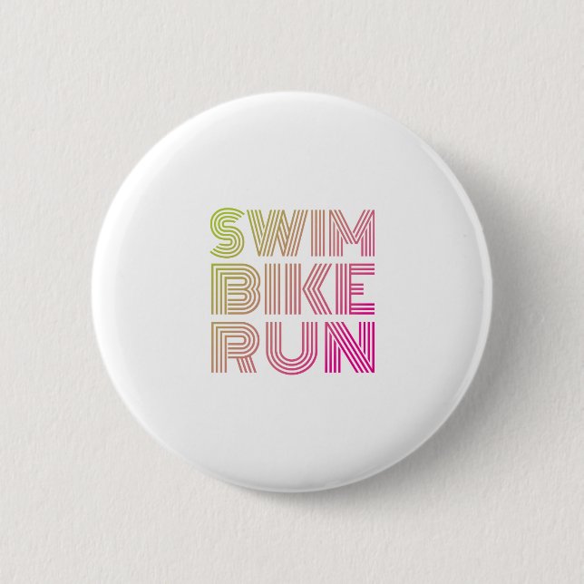 Swim Bike Run, Triathlon 6 Cm Round Badge (Front)