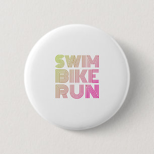 Swim Bike Run, Triathlon 6 Cm Round Badge