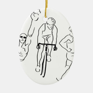 Swim Bike Run Triathlon Ceramic Tree Decoration