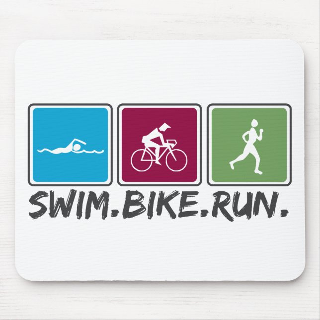 swim bike run (triathlon) mouse pad (Front)