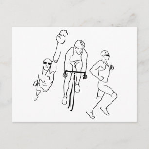 Swim Bike Run Triathlon Postcard