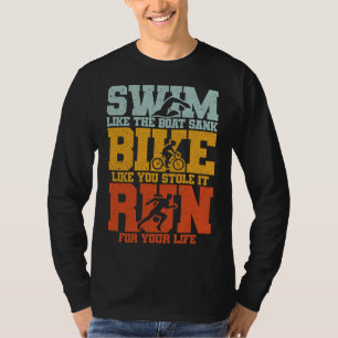 Swim Bike Run Triathlon Vintage Extreme Sport Tria T-Shirt