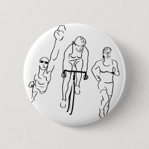 Swim Bike Run Triathlon Woman 6 Cm Round Badge
