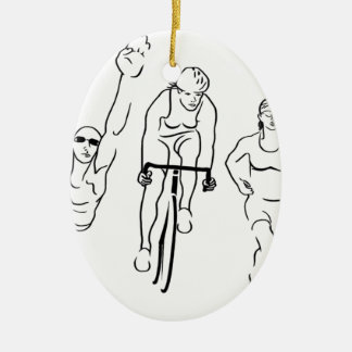 Swim Bike Run Triathlon Woman Ceramic Tree Decoration
