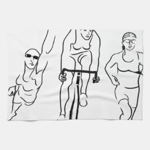 Swim Bike Run Triathlon Woman Tea Towel