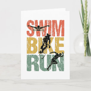 Swim Bike Run - Vintage Triathlon Card