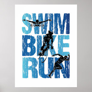 Swim Bike Run - Vintage Triathlon Poster
