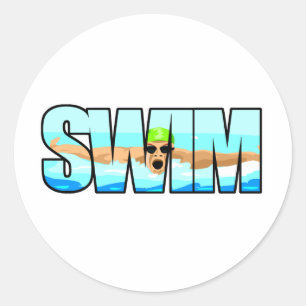 Swim Butterfly Classic Round Sticker