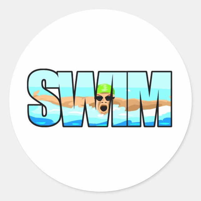 Swim Butterfly Classic Round Sticker (Front)