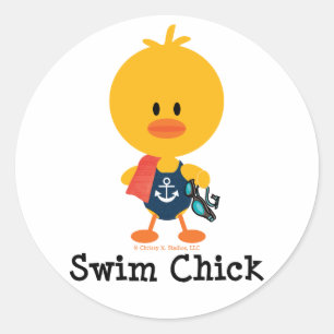 Swim Chick Classic Round Sticker