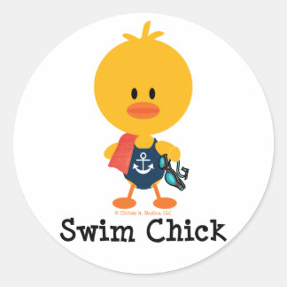 Swim Chick Classic Round Sticker