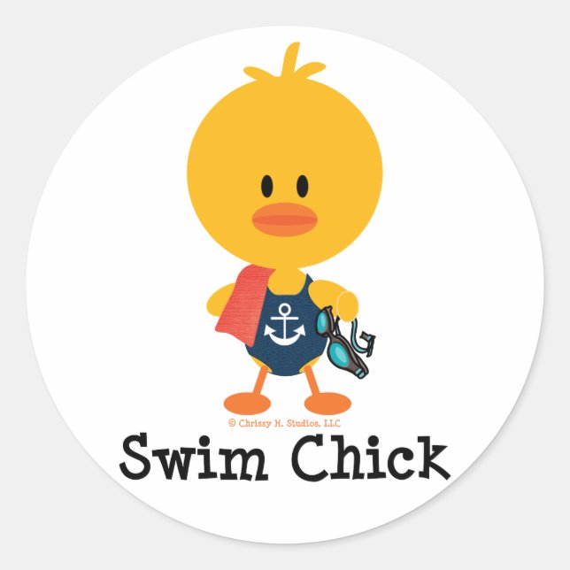 Swim Chick Classic Round Sticker (Front)