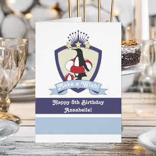 Swim Club Crest Cute Penguin Kids Birthday Card