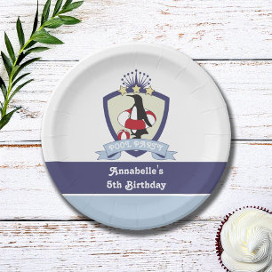 Swim Club Crest Penguin Kids Pool Birthday Party Paper Plate