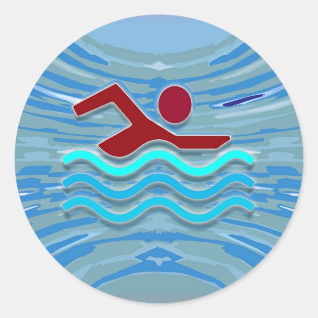 Swim Club Swimmer Exercise Fitness NVN254 Swimming Classic Round Sticker (Front)