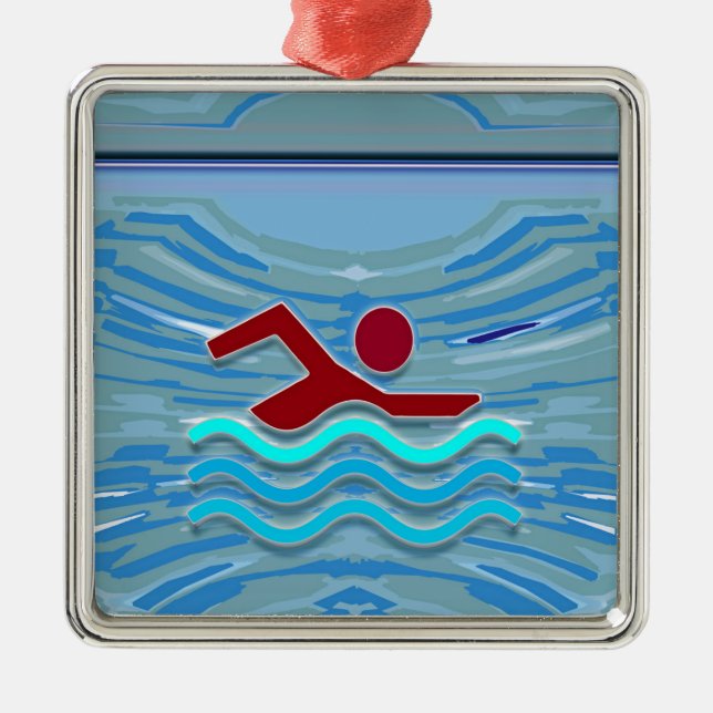 Swim Club Swimmer Exercise Fitness NVN254 Swimming Metal Tree Decoration (Front)