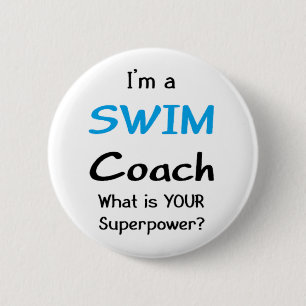 swim coach 6 cm round badge