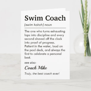 Swim Coach Definition Personalised Thank You Card