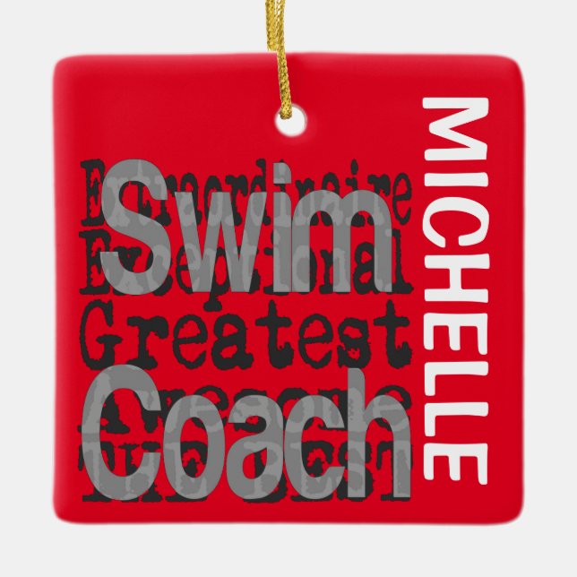 Swim Coach Extraordinaire CUSTOM Ceramic Ornament (Front)