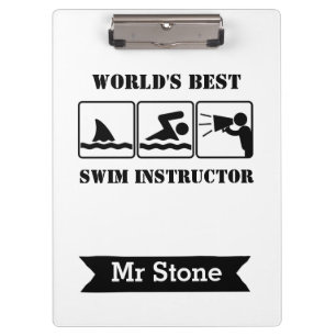 Swim Coach Personalised Teacher Clipboards Funny