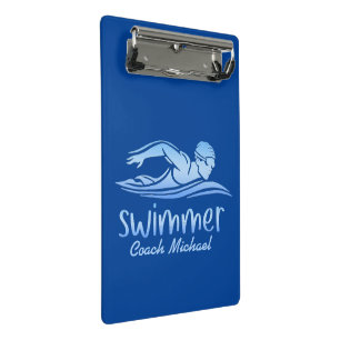 Swim Coach Swimming Pool Personalised Name Mini Clipboard