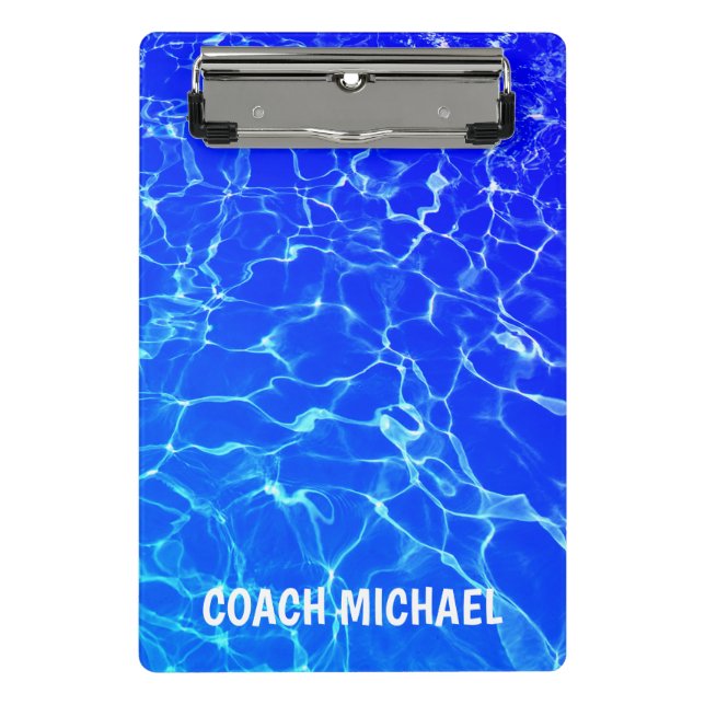  Swim Coach Swimming Pool Personalised Name Mini Clipboard (Front)