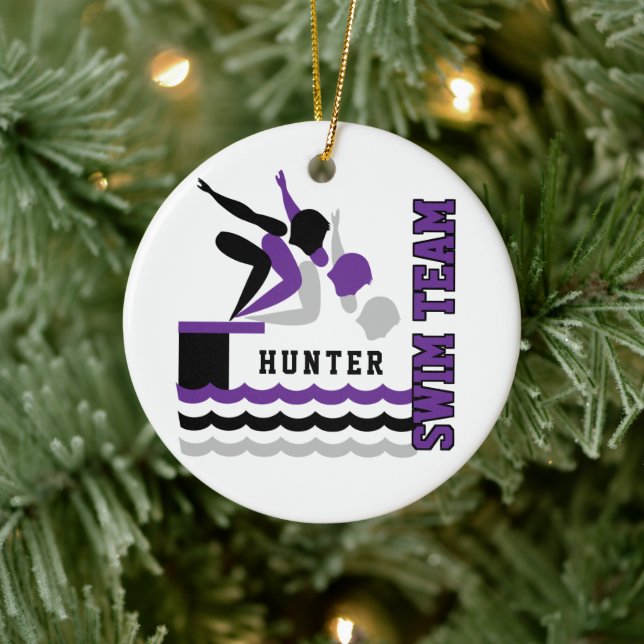 Swim / Dive Team - Purple - Boy  Ceramic Ornament (Tree)