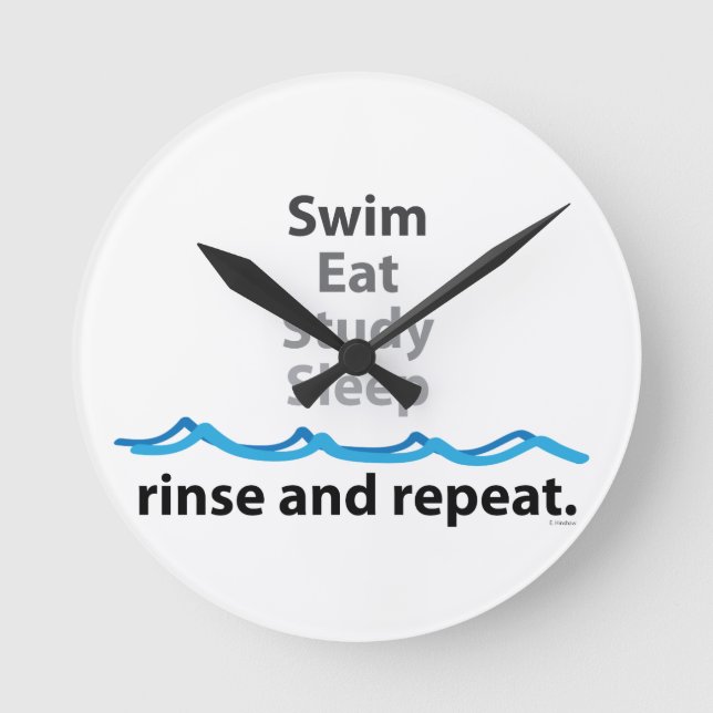 Swim Eat Study Sleep Round Clock (Front)