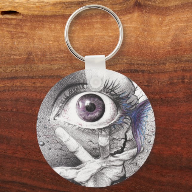 "Swim" eye surreal drawing Keychain (Front)