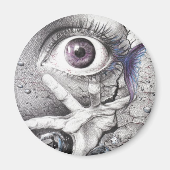 "Swim" eye surreal drawing Magnet (Front)