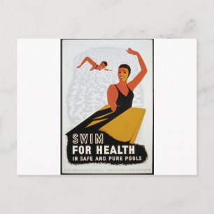 Swim for health in safe and pure pools postcard