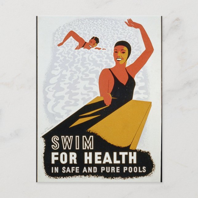 Swim for health in safe and pure pools postcard (Front)