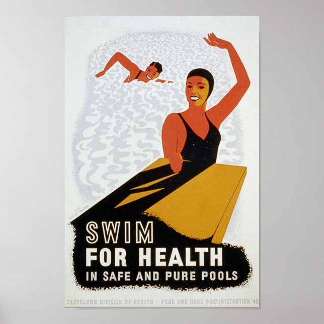 Swim for health in safe and pure pools poster (Front)