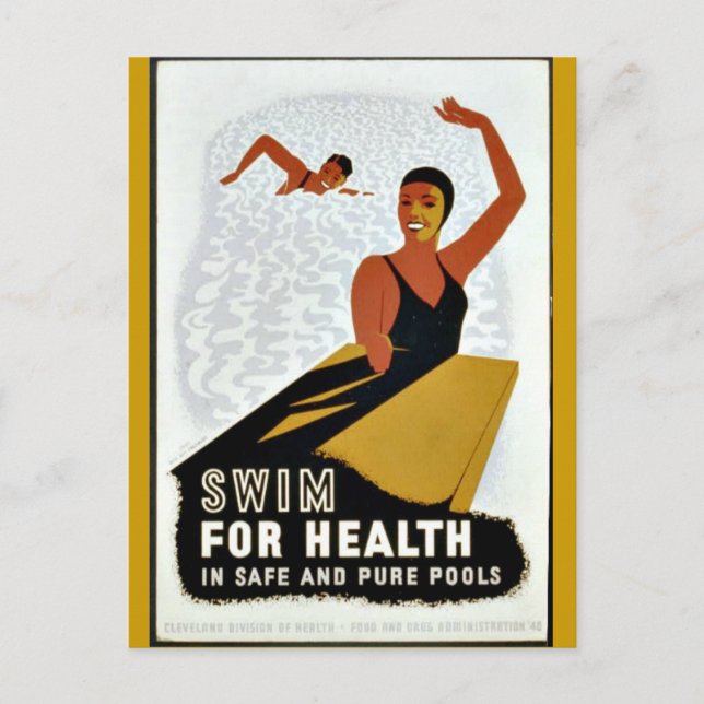 Swim for Health - Vintage WPA poster Postcard (Front)