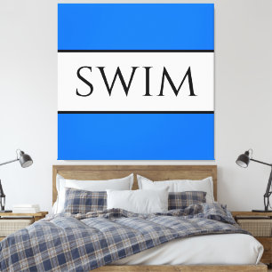 SWIM Fun Sporty Bright Blue White Summer Stripes Canvas Print