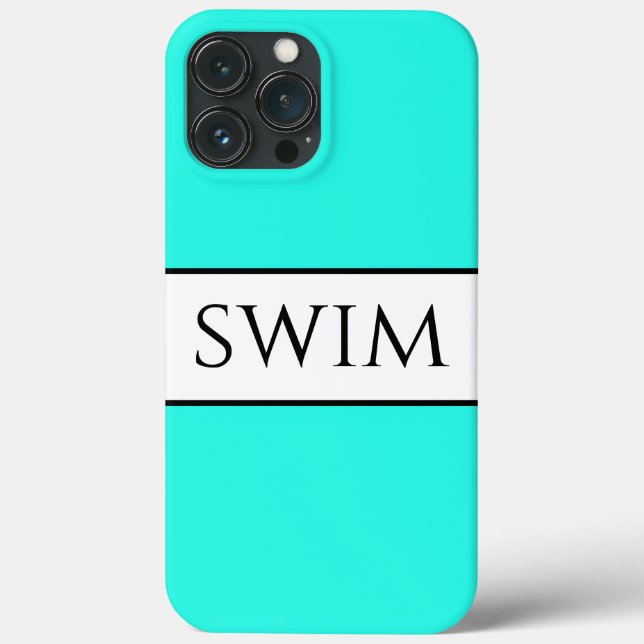 SWIM Fun Sporty Wide Bright Aqua White Stripes Case-Mate iPhone Case (Back)