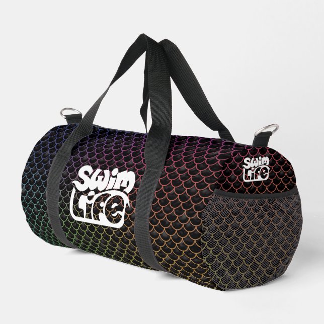 Swim Life Black/Rainbow scales Small Duffle Bag (Right Corner)