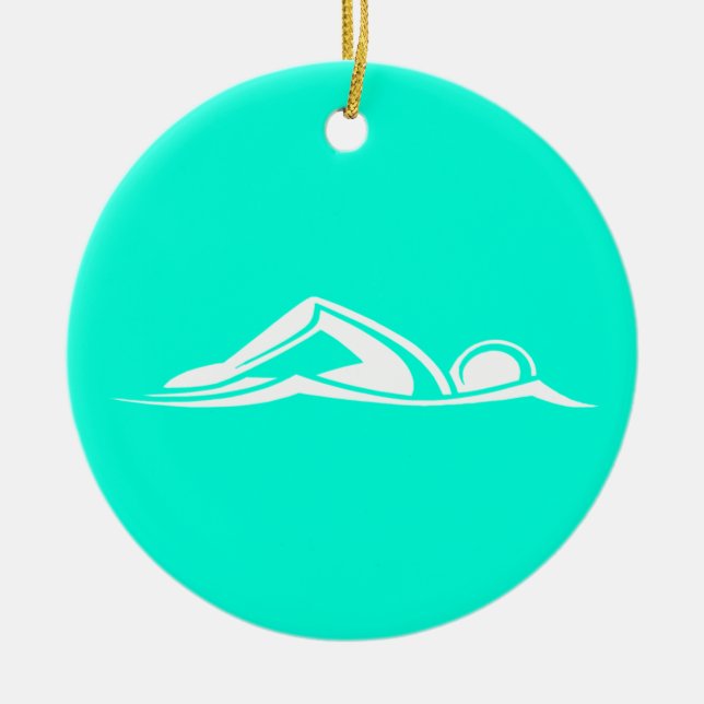 Swim Logo Ornament  Turquoise (Front)