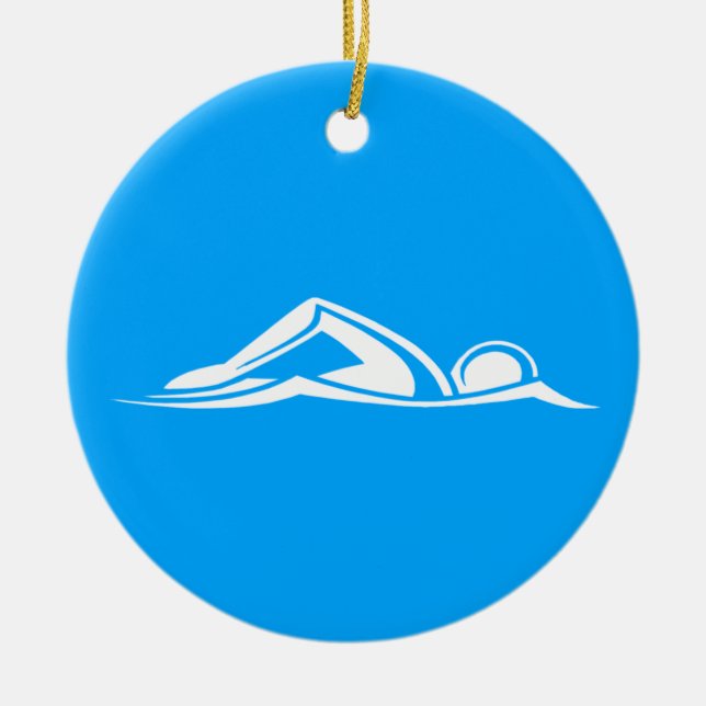 Swim Logo Ornament w/Name Blue (Front)