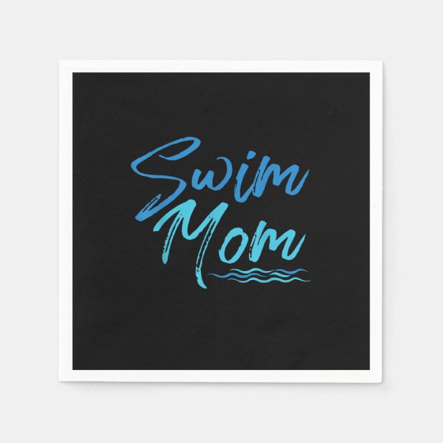 Swim Mum Swimming Funny Cute Gift Napkin (Front)