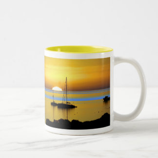 Swim out to it - Yellow  by TDGallery Two-Tone Coffee Mug