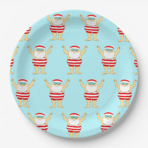 Swim Party Santa Claus Paper Plate