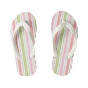 Swim Pink and Green Summer Striped Kid's Thongs