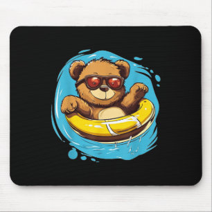 Swim Ring Teddy Bear Costume For Pool Lovers  Mouse Pad