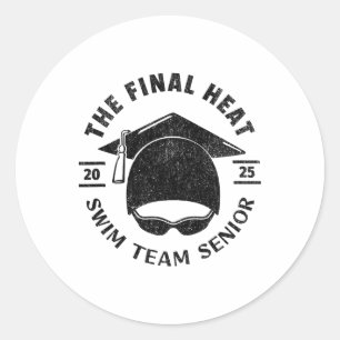 Swim Senior 2025 Graduation Cap Classic Round Sticker