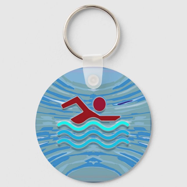SWIM Swimmer Love Heart Pink Red Pool NVN695 FUN Key Ring (Front)
