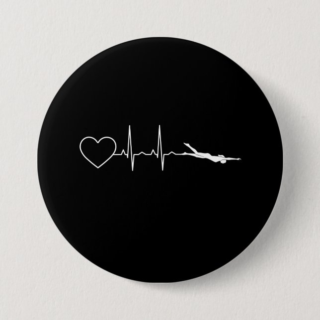Swim - Swimming Heartbeat 7.5 Cm Round Badge (Front)